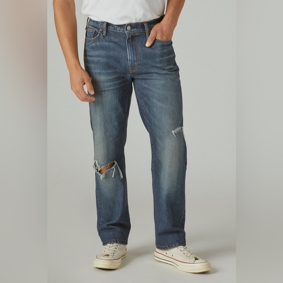 Lucky Brand Men’s 363 Vintage Straight Distressed Jeans in Blue Size 36 - Picture 1 of 11